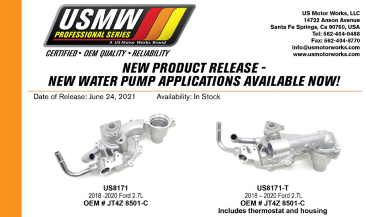 New Engine Water Pumps 6-24-2021