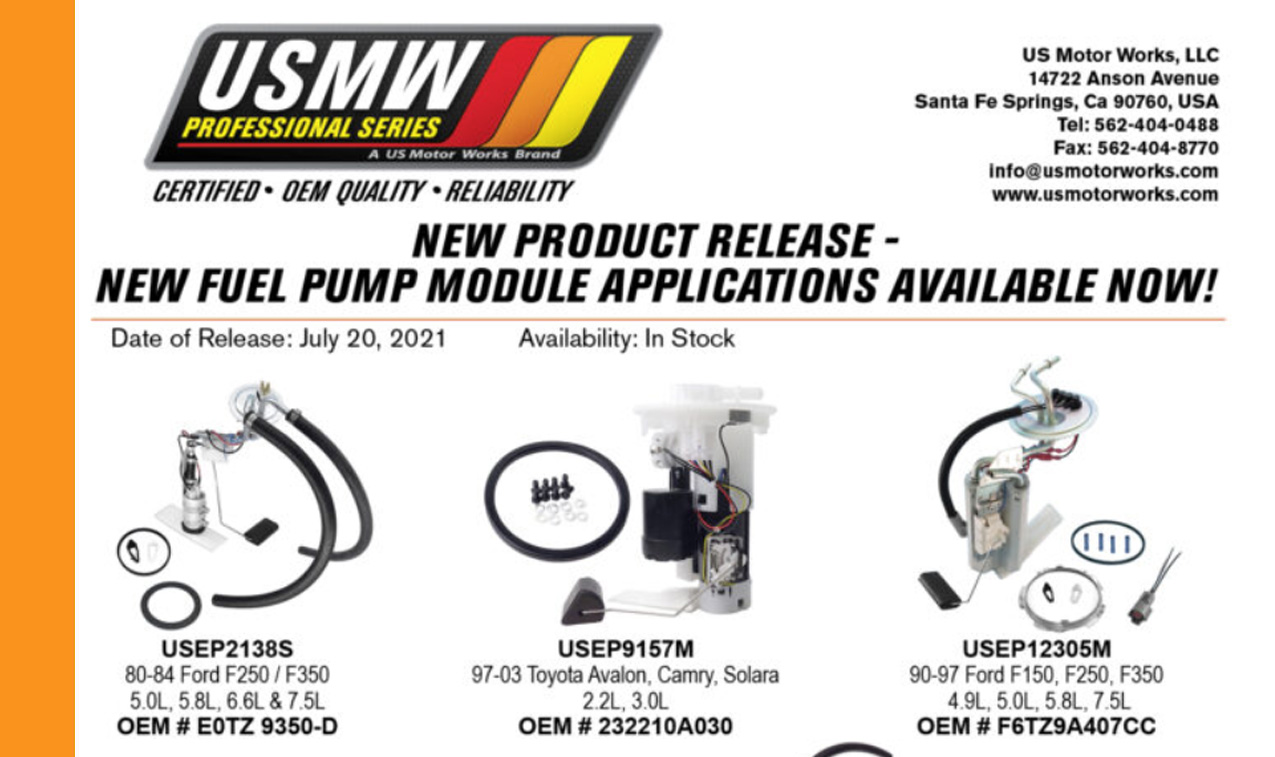 New Product Release – Fuel Pump Modules 7-20-2021